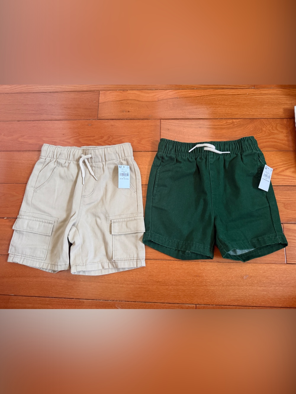 Old Navy Beige and Dark Green Kids Cargo Shorts Duo